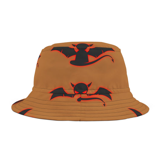 Devil's Lettuce Bucket Hat/brown with devil stamp (AOP), red devil