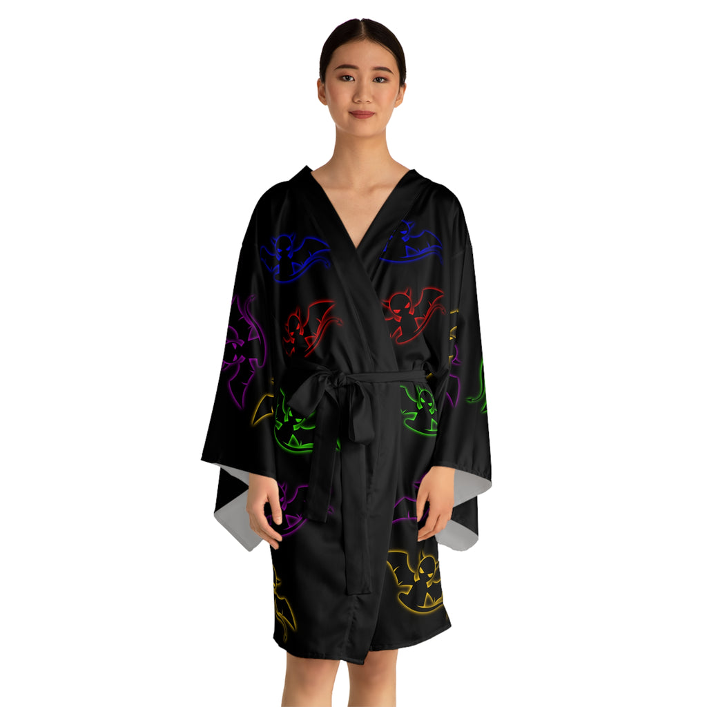 Long Sleeve Devil's Lettuce Kimono Robe Black