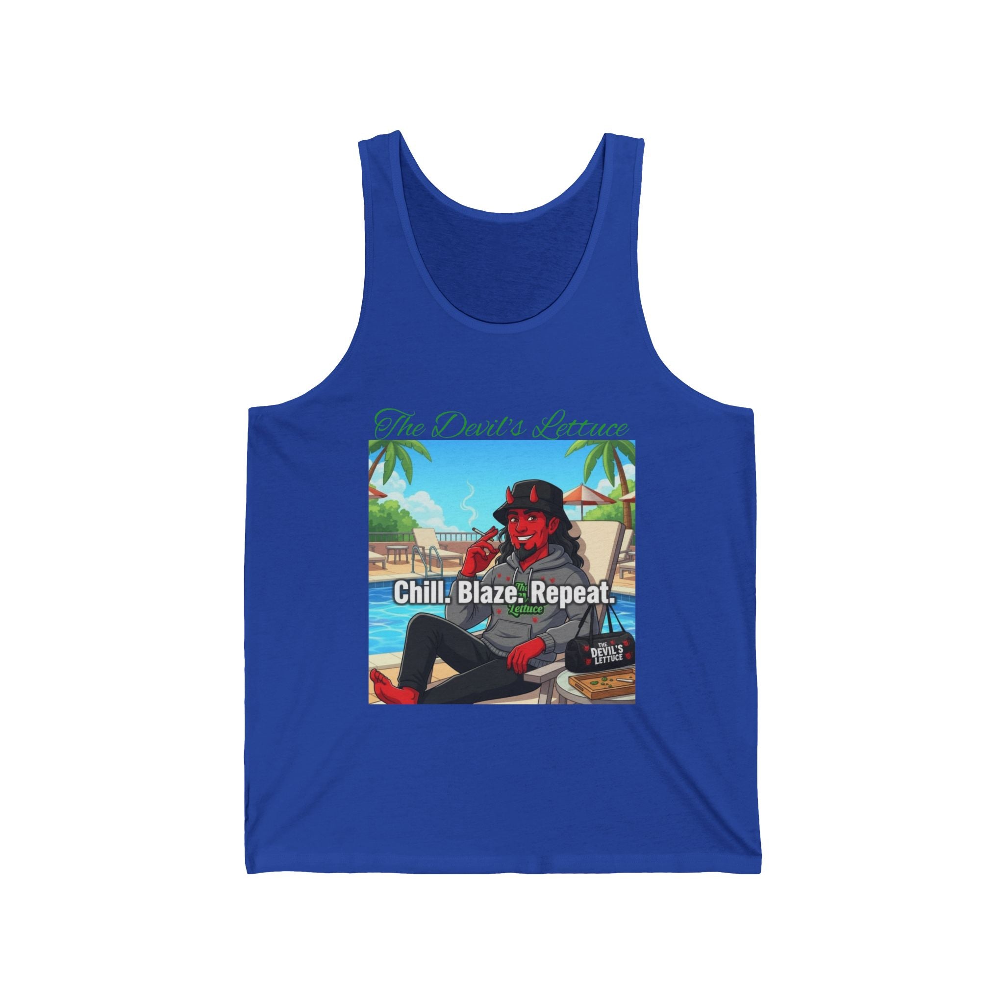 Chill Blaze Repeat Tank Top — Beach Vibes Cannabis Graphic Tank