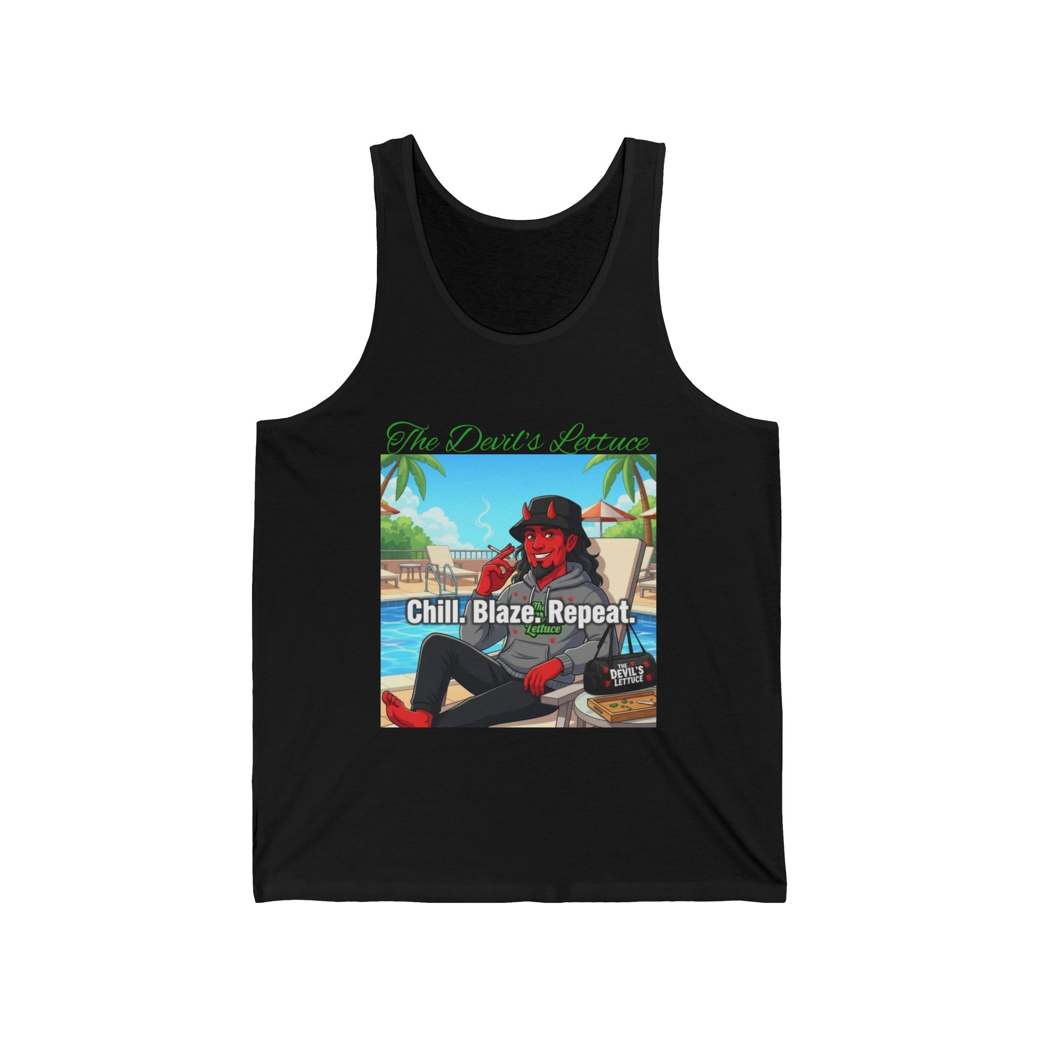 Chill Blaze Repeat Tank Top — Beach Vibes Cannabis Graphic Tank