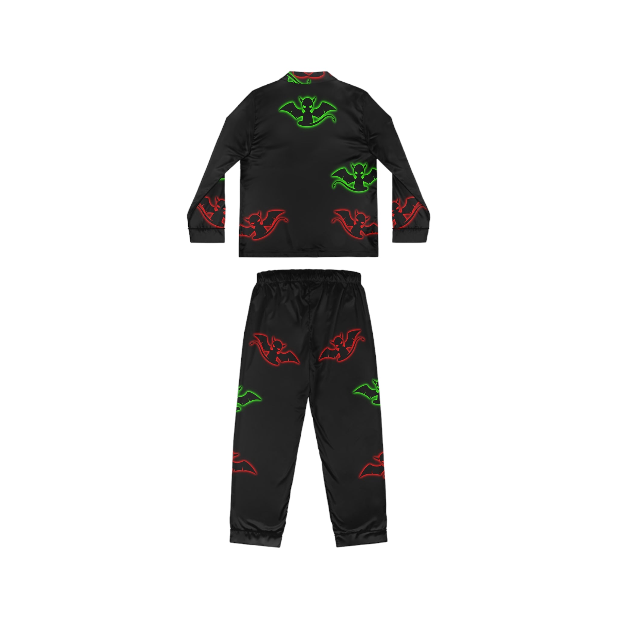 Women's Satin Pajamas/black (AOP)