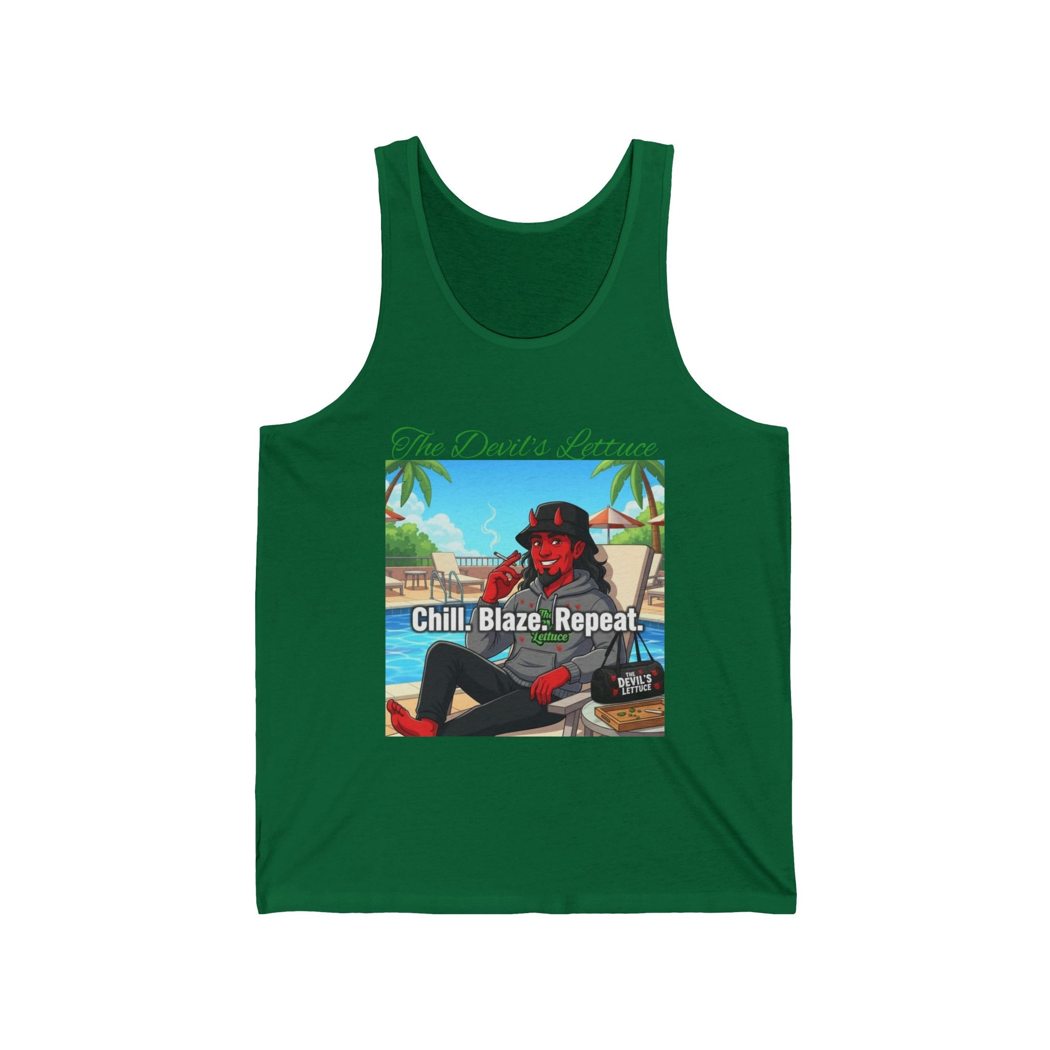 Chill Blaze Repeat Tank Top — Beach Vibes Cannabis Graphic Tank