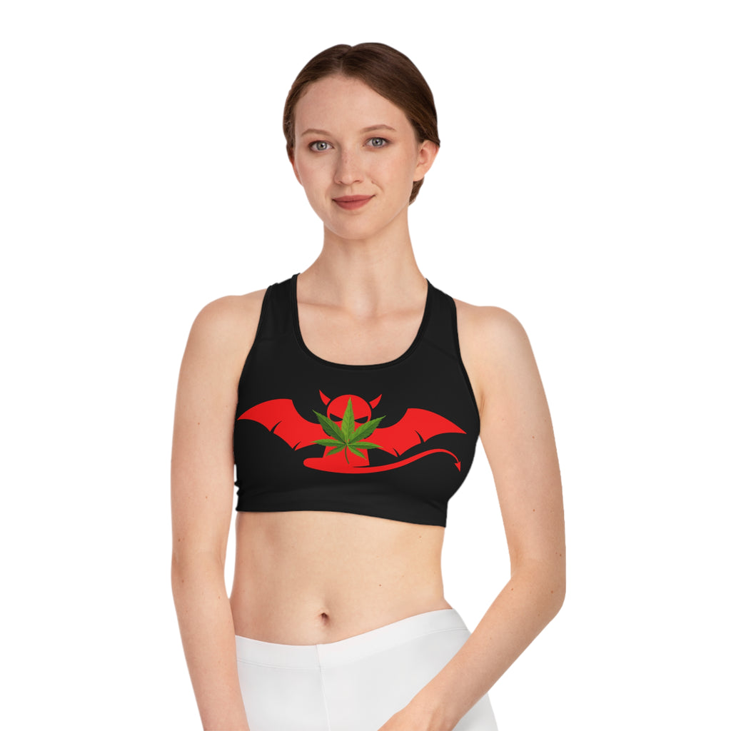 Devil Wing Sports Bra — Cannabis Leaf Gothic Activewear