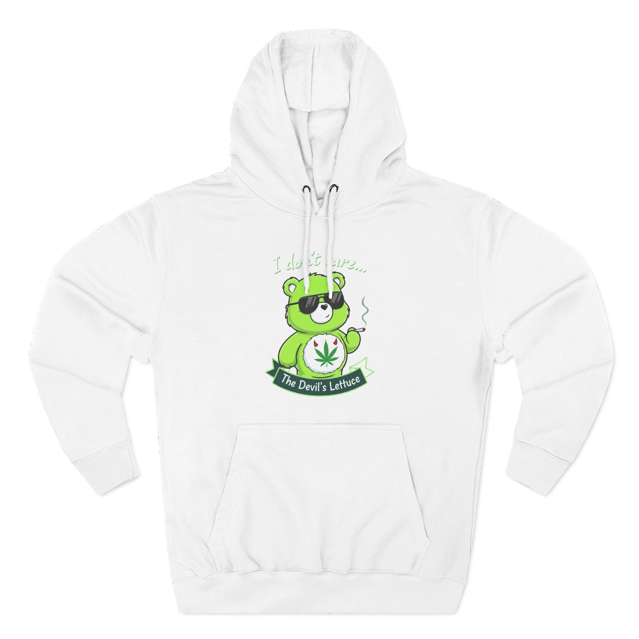 "I don't care" bear Graphic Hoodie for Festivals, Men's and Women's Fashion, Perfect Gift for Stoners