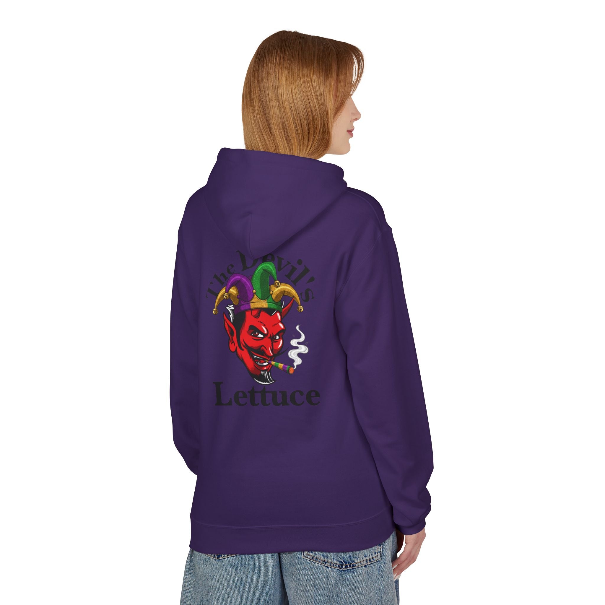 Devil's Lettuce Hoodie — Humorous Cannabis Jester Graphic Pullover