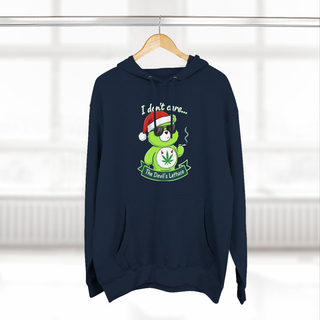 "I don't care" bear Graphic Hoodie(holiday edition) for Festivals, Men's and Women's Fashion, Perfect Gift for Stoners