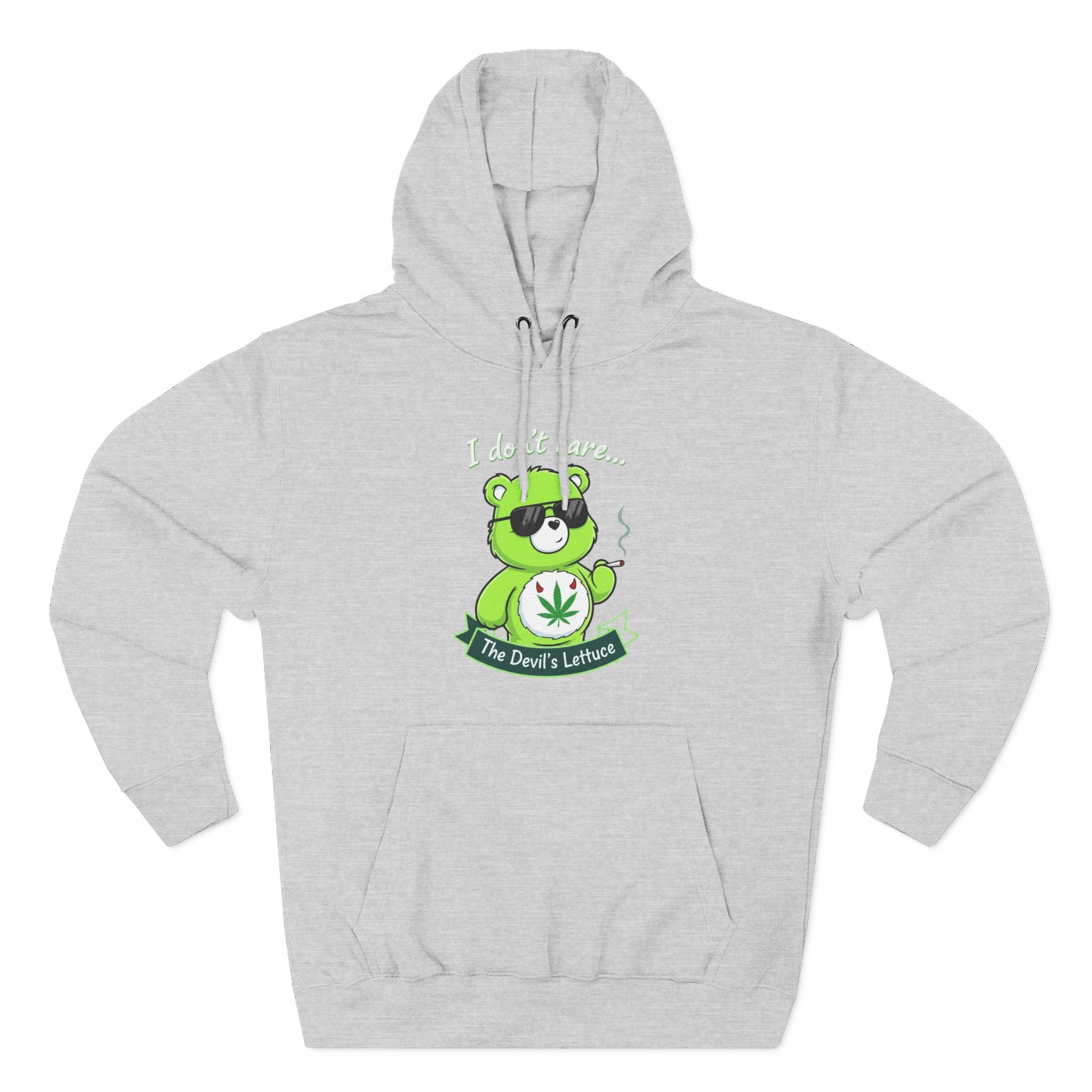 "I don't care" bear Graphic Hoodie for Festivals, Men's and Women's Fashion, Perfect Gift for Stoners