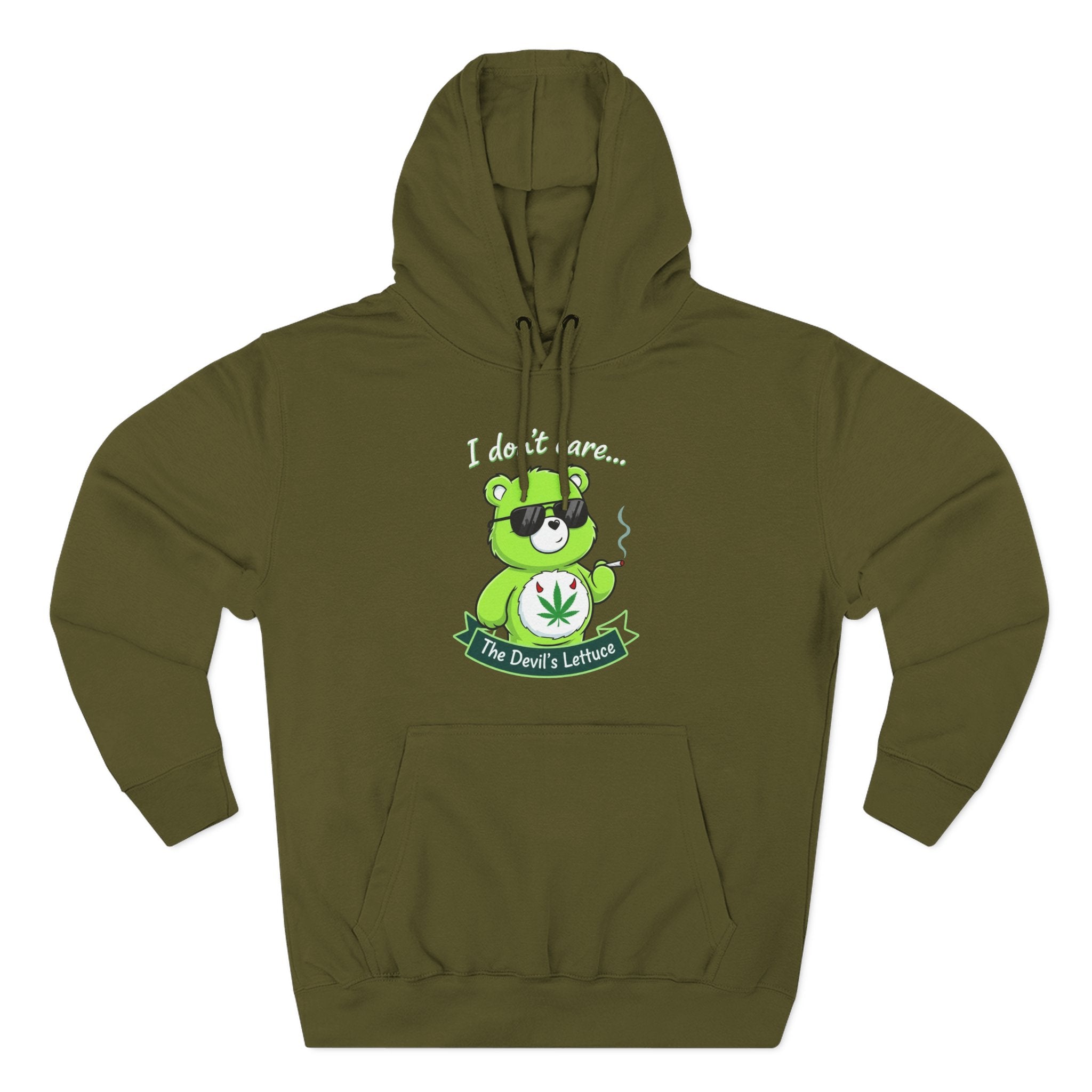 "I don't care" bear Graphic Hoodie for Festivals, Men's and Women's Fashion, Perfect Gift for Stoners