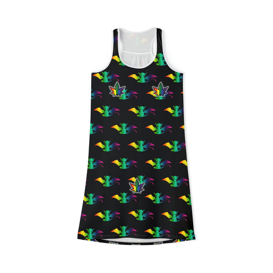 Weed/devil pattern Gay Pride Women's Racerback Dress (AOP)