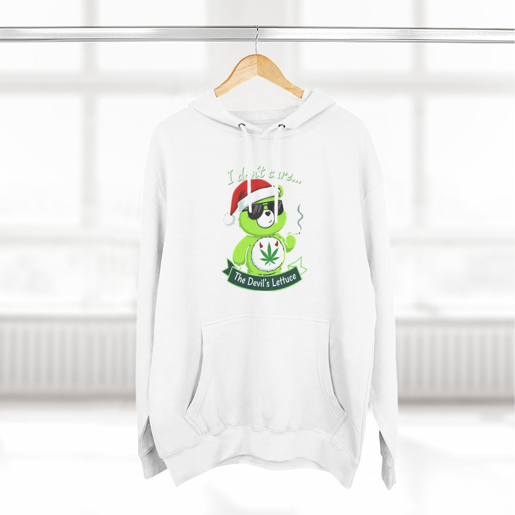 "I don't care" bear Graphic Hoodie(holiday edition) for Festivals, Men's and Women's Fashion, Perfect Gift for Stoners
