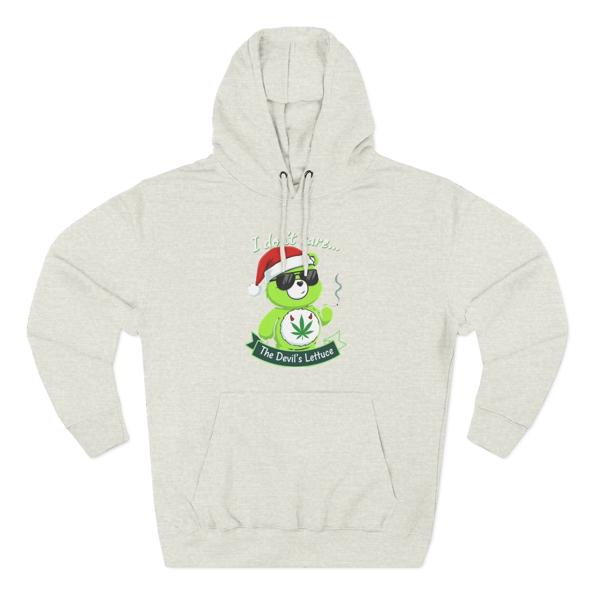 "I don't care" bear Graphic Hoodie(holiday edition) for Festivals, Men's and Women's Fashion, Perfect Gift for Stoners