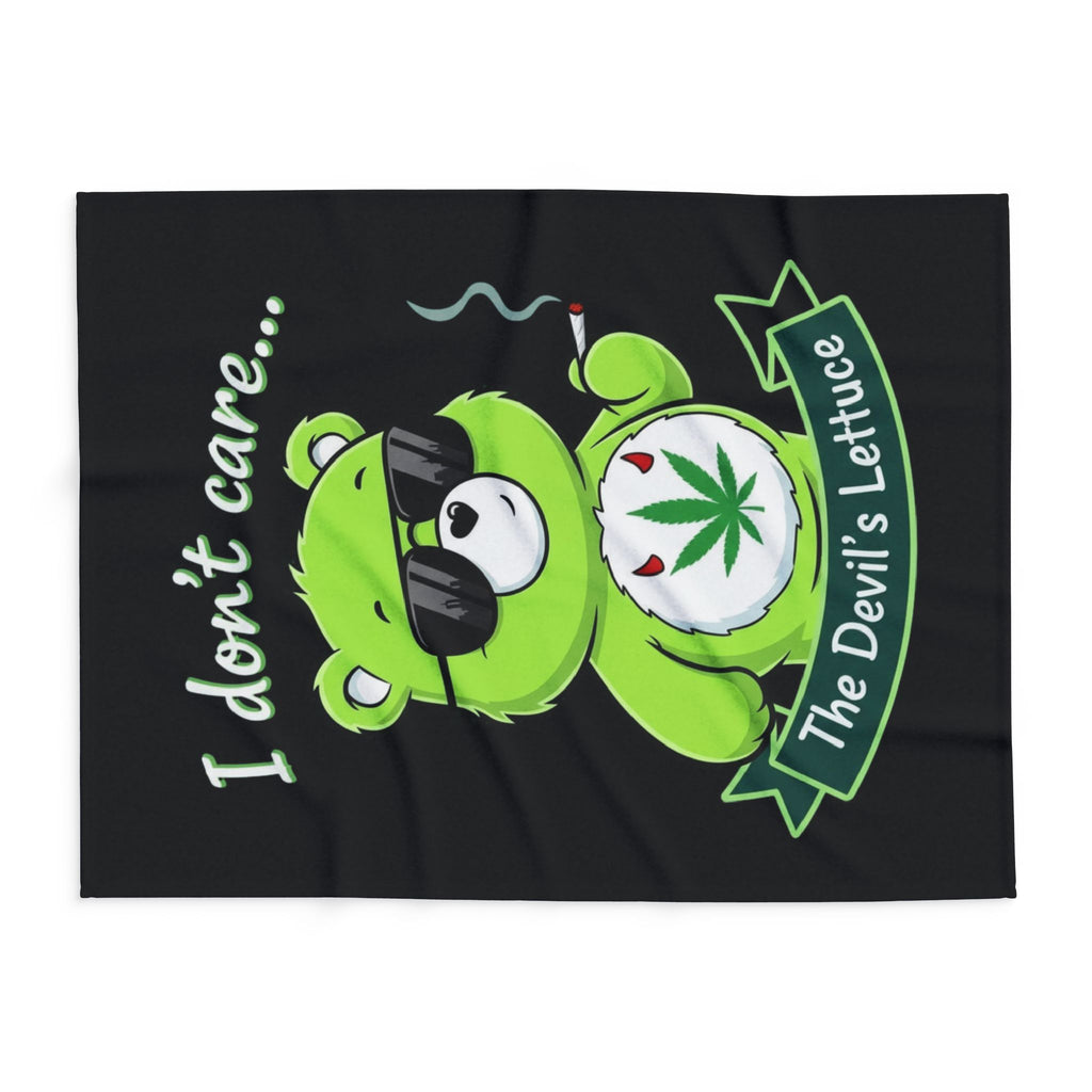 I Don't Care Bear Fleece Blanket – "I don't care... The Devil's Lettuce" Cozy Throw