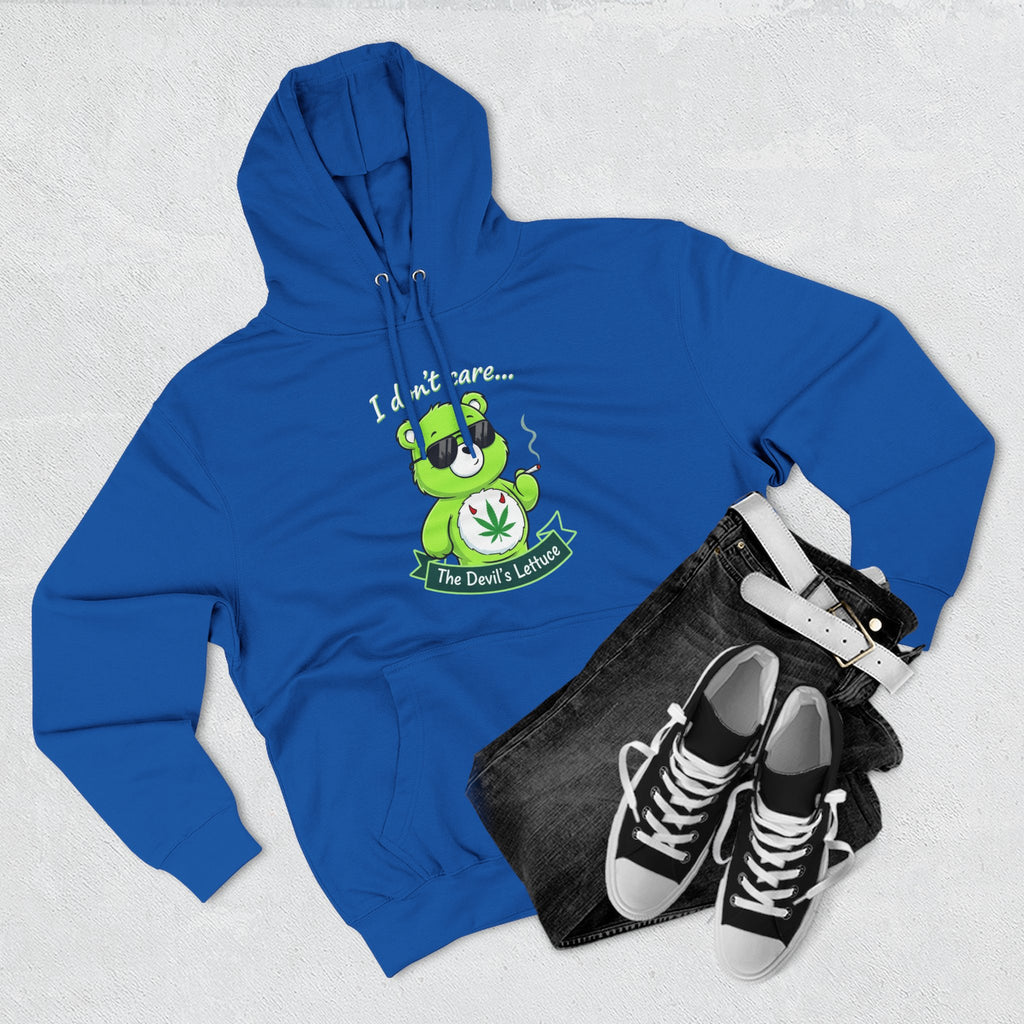 "I don't care" bear Graphic Hoodie for Festivals, Men's and Women's Fashion, Perfect Gift for Stoners