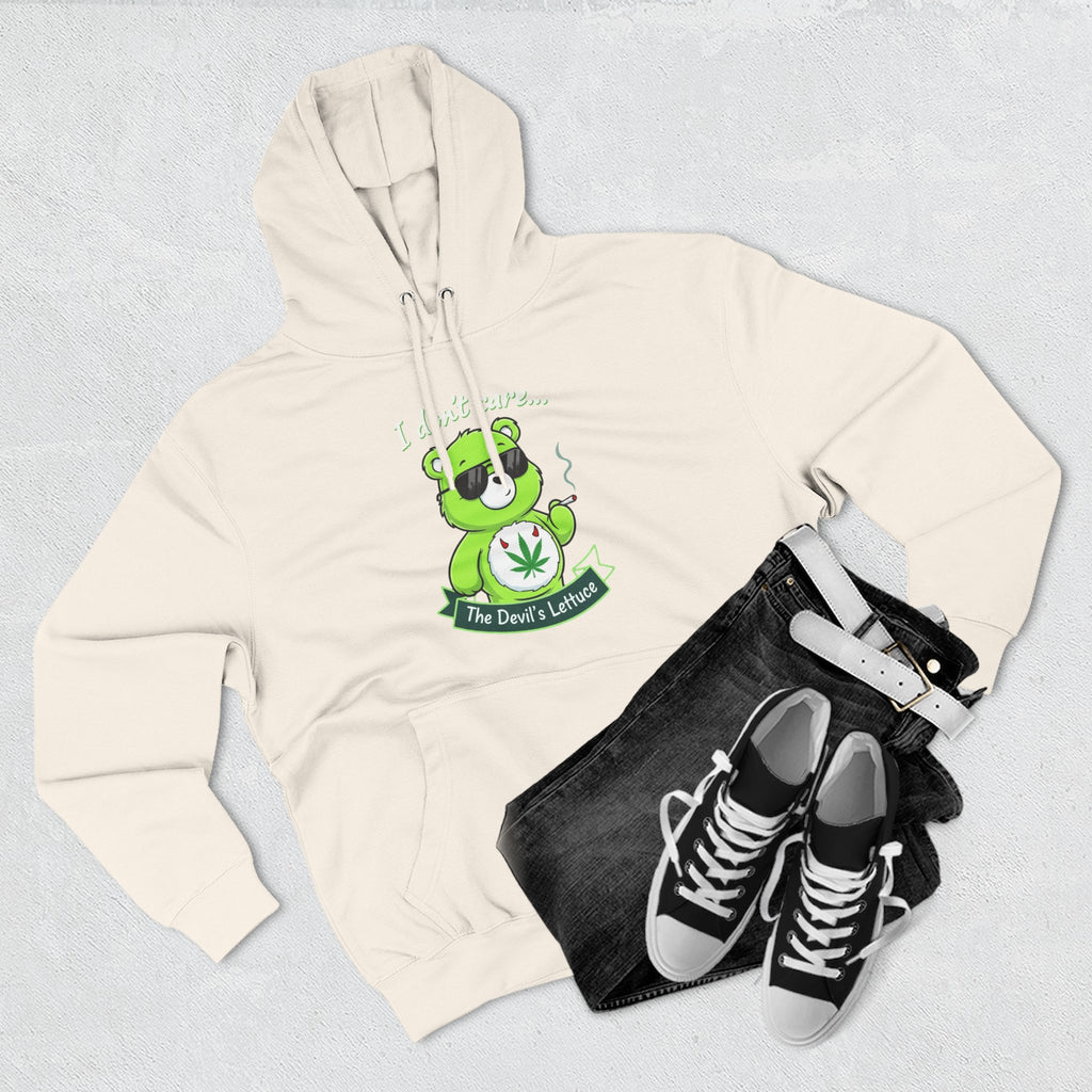 "I don't care" bear Graphic Hoodie for Festivals, Men's and Women's Fashion, Perfect Gift for Stoners