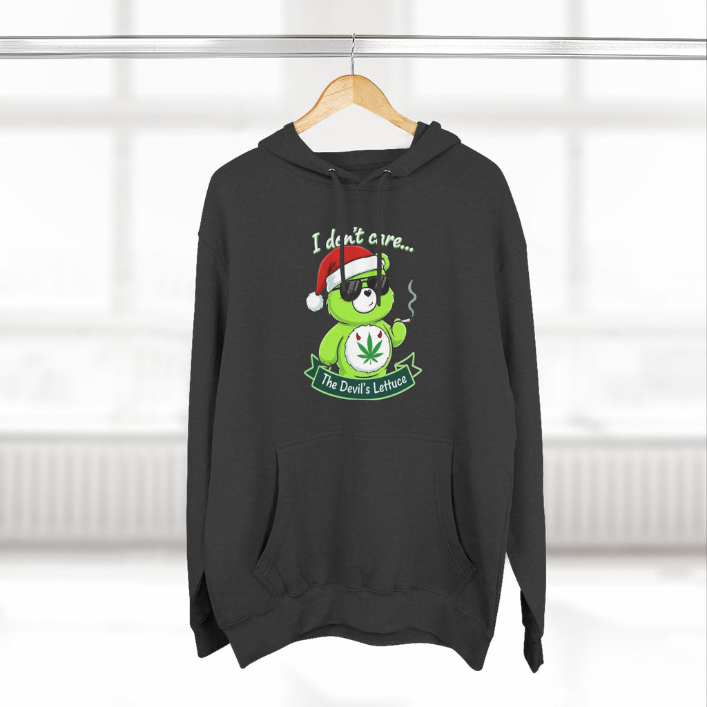 "I don't care" bear Graphic Hoodie(holiday edition) for Festivals, Men's and Women's Fashion, Perfect Gift for Stoners