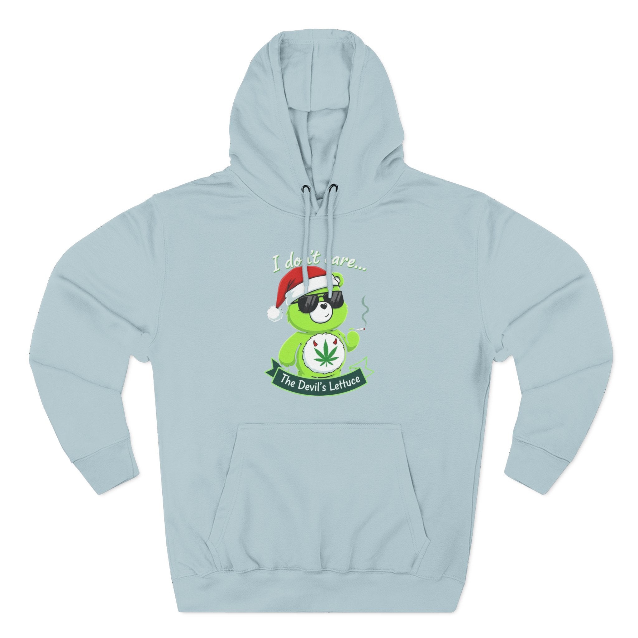 "I don't care" bear Graphic Hoodie(holiday edition) for Festivals, Men's and Women's Fashion, Perfect Gift for Stoners