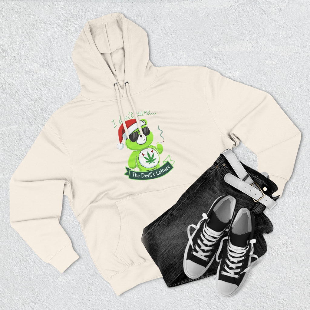 "I don't care" bear Graphic Hoodie(holiday edition) for Festivals, Men's and Women's Fashion, Perfect Gift for Stoners