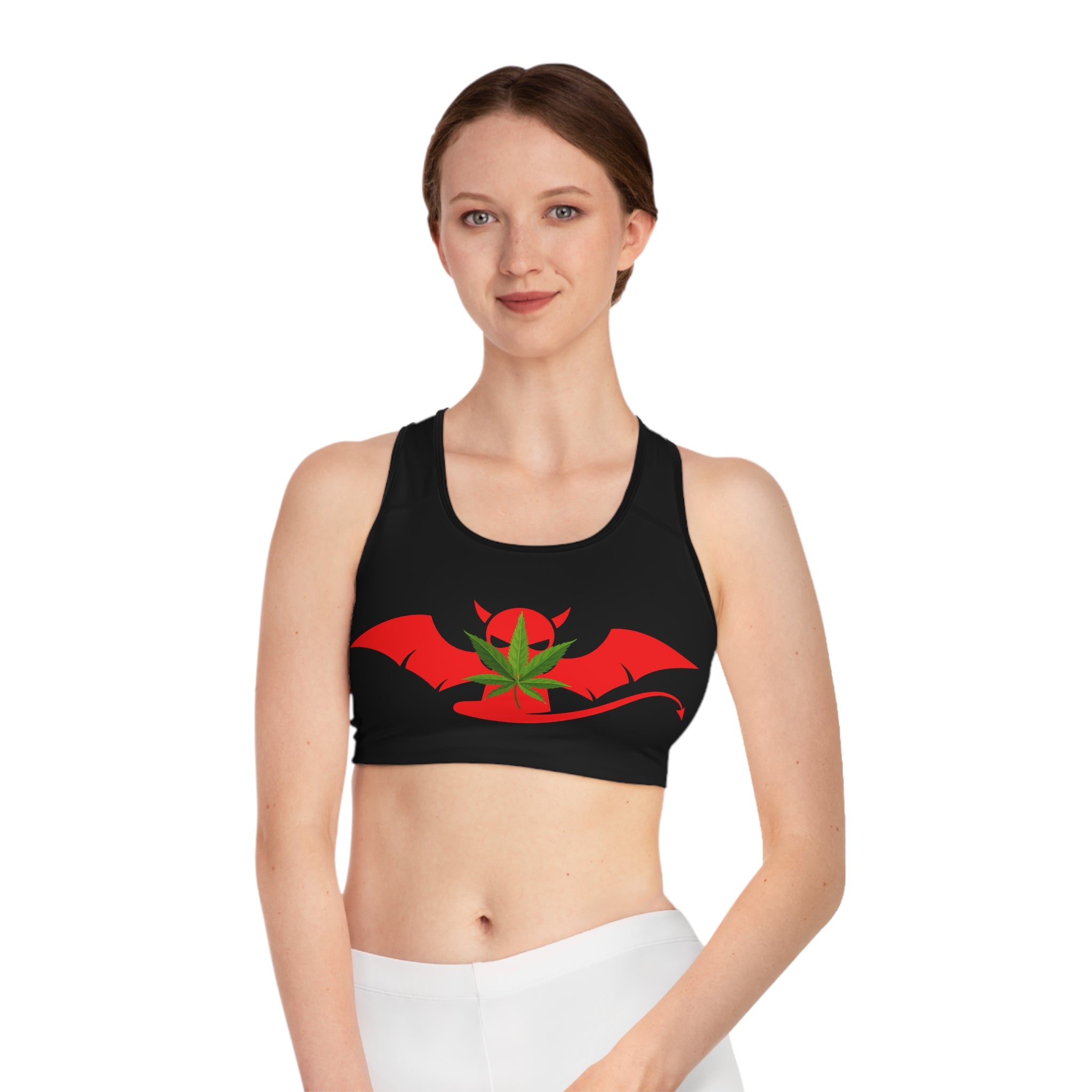 Devil Wing Sports Bra — Cannabis Leaf Gothic Activewear