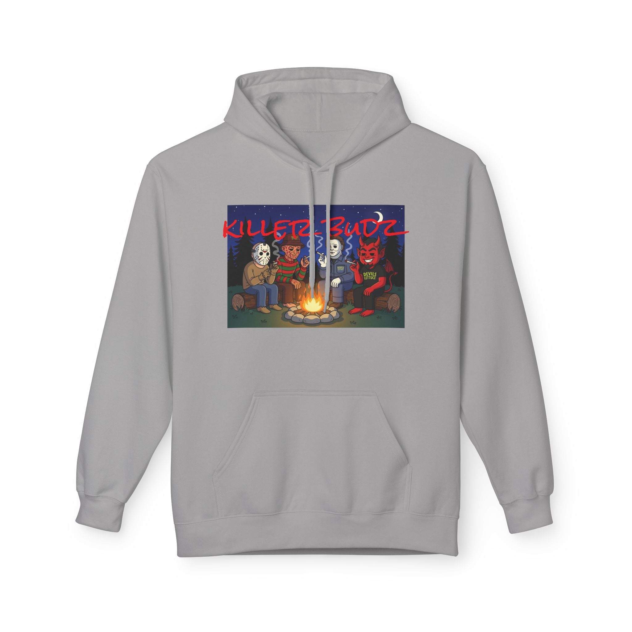 Killer Budz Hoodie - Premium Cannabis-Themed Apparel by The Devil's Lettuce Unisex Cozy Sweatshirt for Campfire Nights, Halloween Gifts, Streetwear