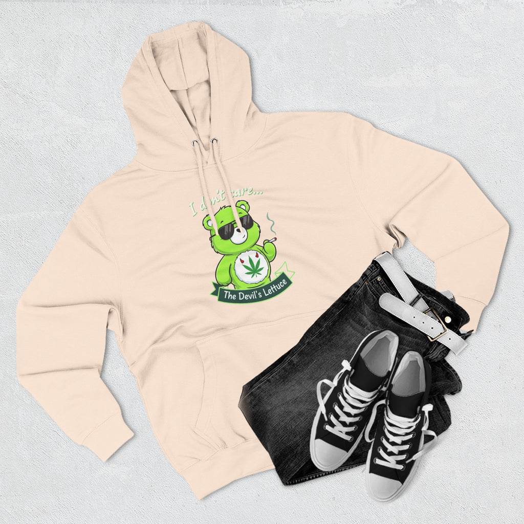 "I don't care" bear Graphic Hoodie for Festivals, Men's and Women's Fashion, Perfect Gift for Stoners