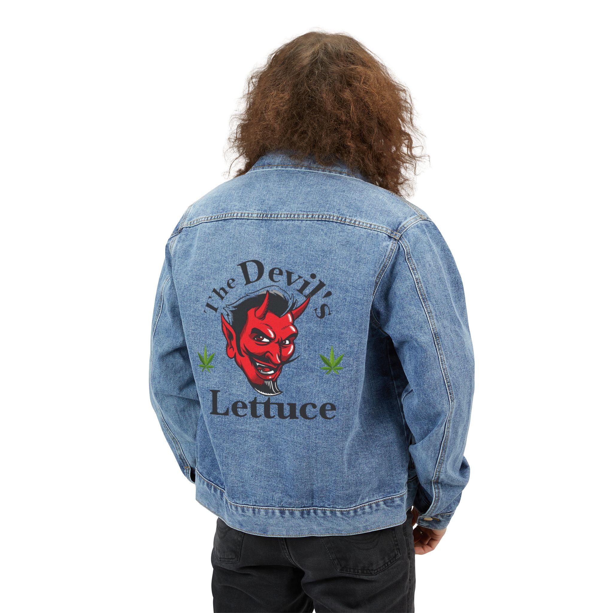 Men's Denim Jacket — 'The Devil's Lettuce' Graphic Back Patch