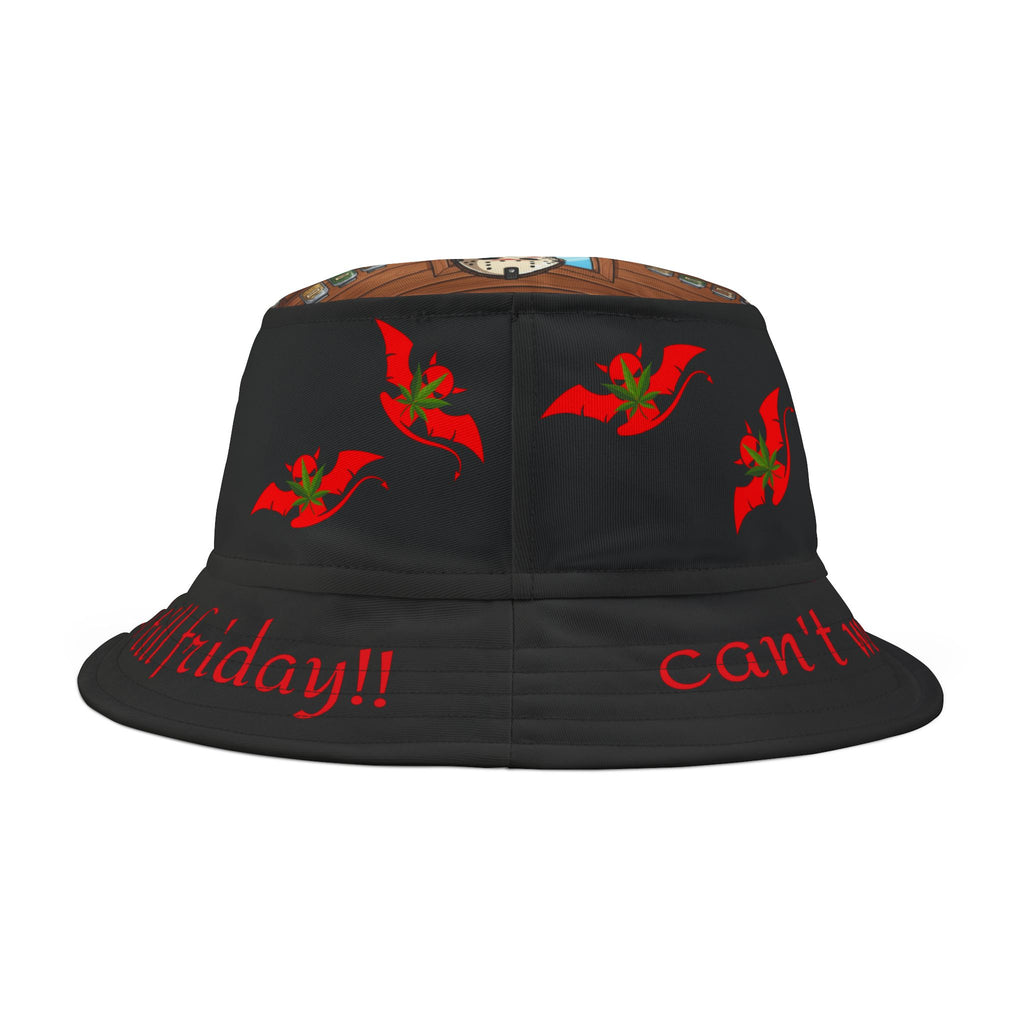 Camp Kush Bucket Hat - Cannabis-Themed Horror Apparel by The Devil's Lettuce, Can't wait till Friday! Bucket Hat/light green(AOP)