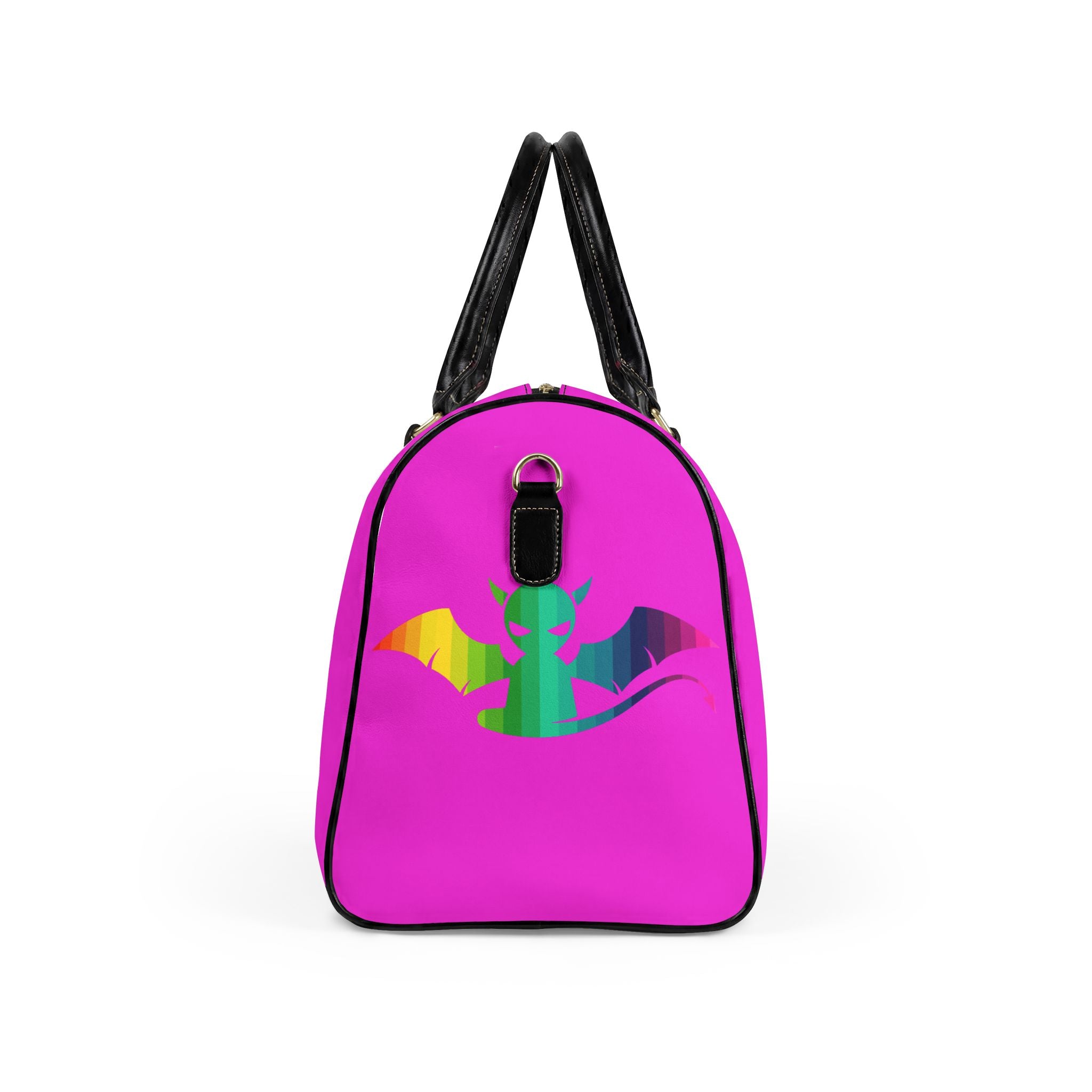 Pink Cannabis Bear Leather Travel Bag — "I don't care... The Devil's Lettuce" Duffel