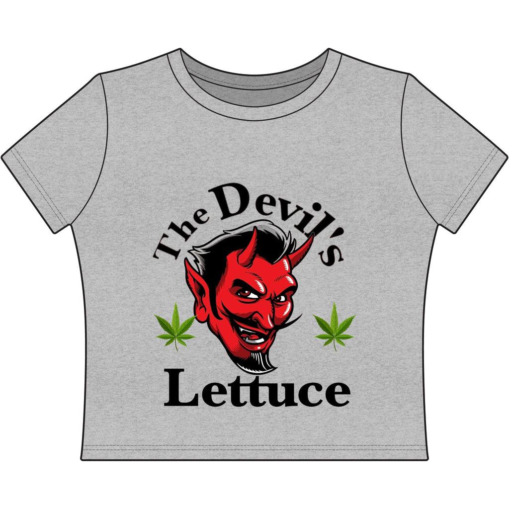 The Devil's Lettuce Baby Tee — Retro Devil Head Cannabis Humor Crop Top