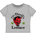 The Devil's Lettuce Baby Tee — Retro Devil Head Cannabis Humor Crop Top