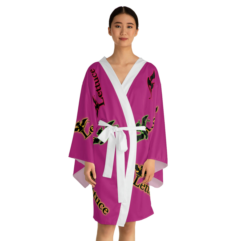 Long Sleeve Devil's Lettuce Kimono Robe Pink