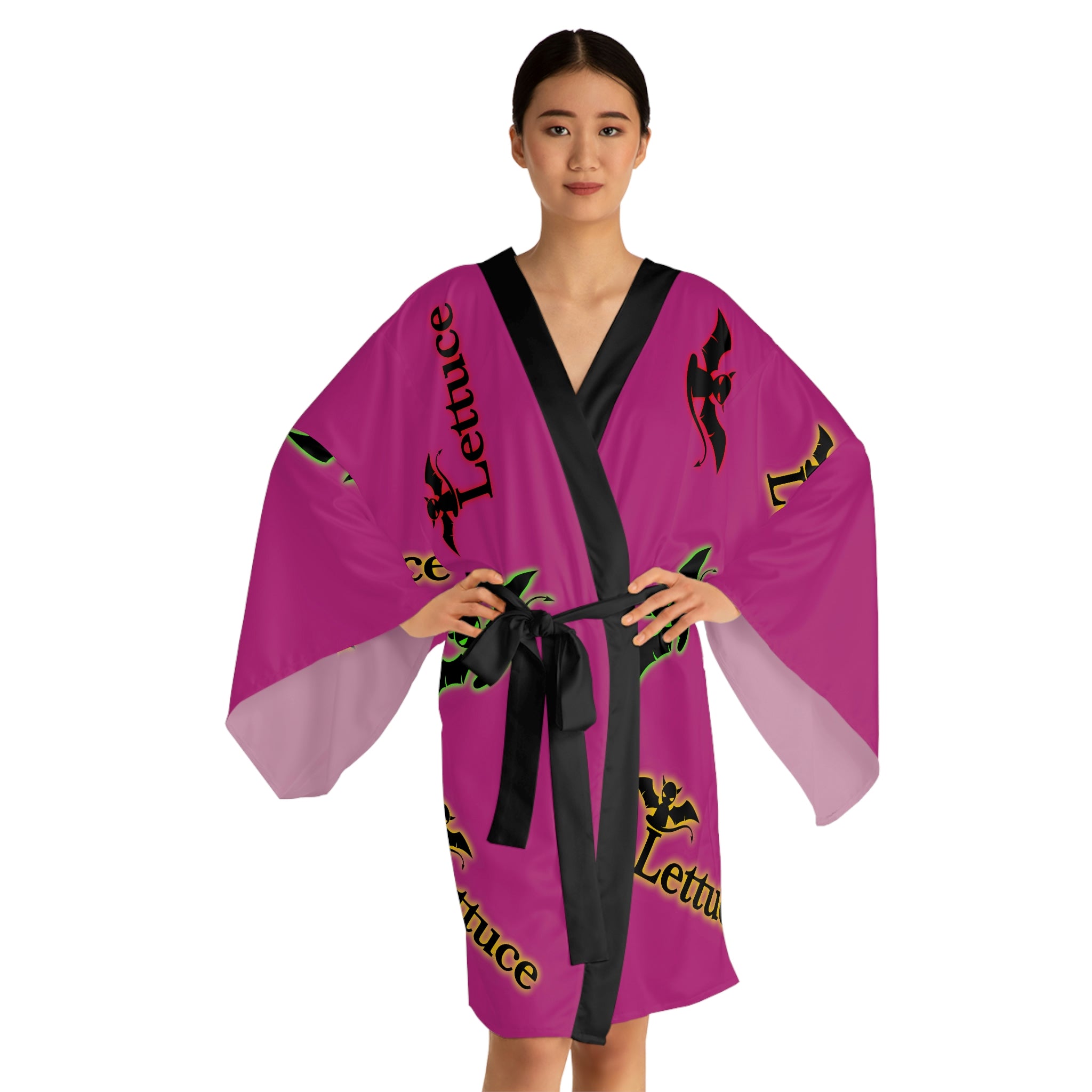 Long Sleeve Devil's Lettuce Kimono Robe Pink
