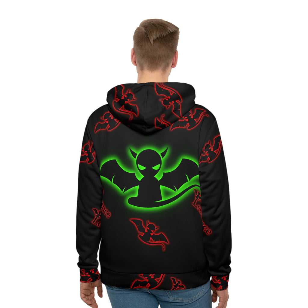 Men's Hoodie Black(lg green devil stamp +smaller red devil stamps)