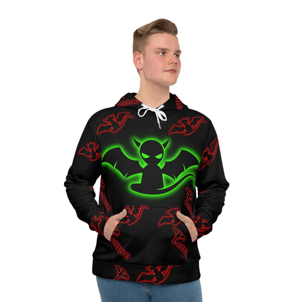 Men's Hoodie Black(lg green devil stamp +smaller red devil stamps)