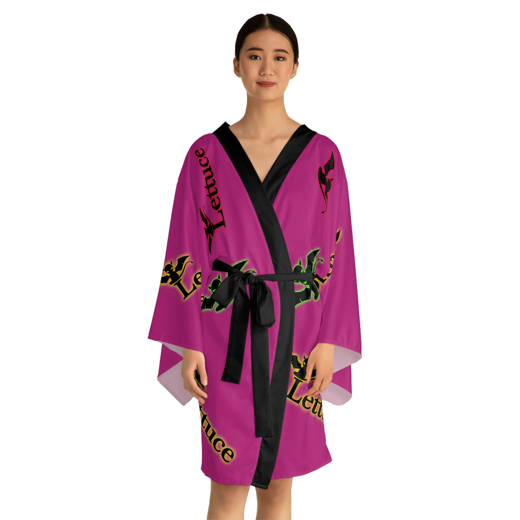 Long Sleeve Devil's Lettuce Kimono Robe Pink