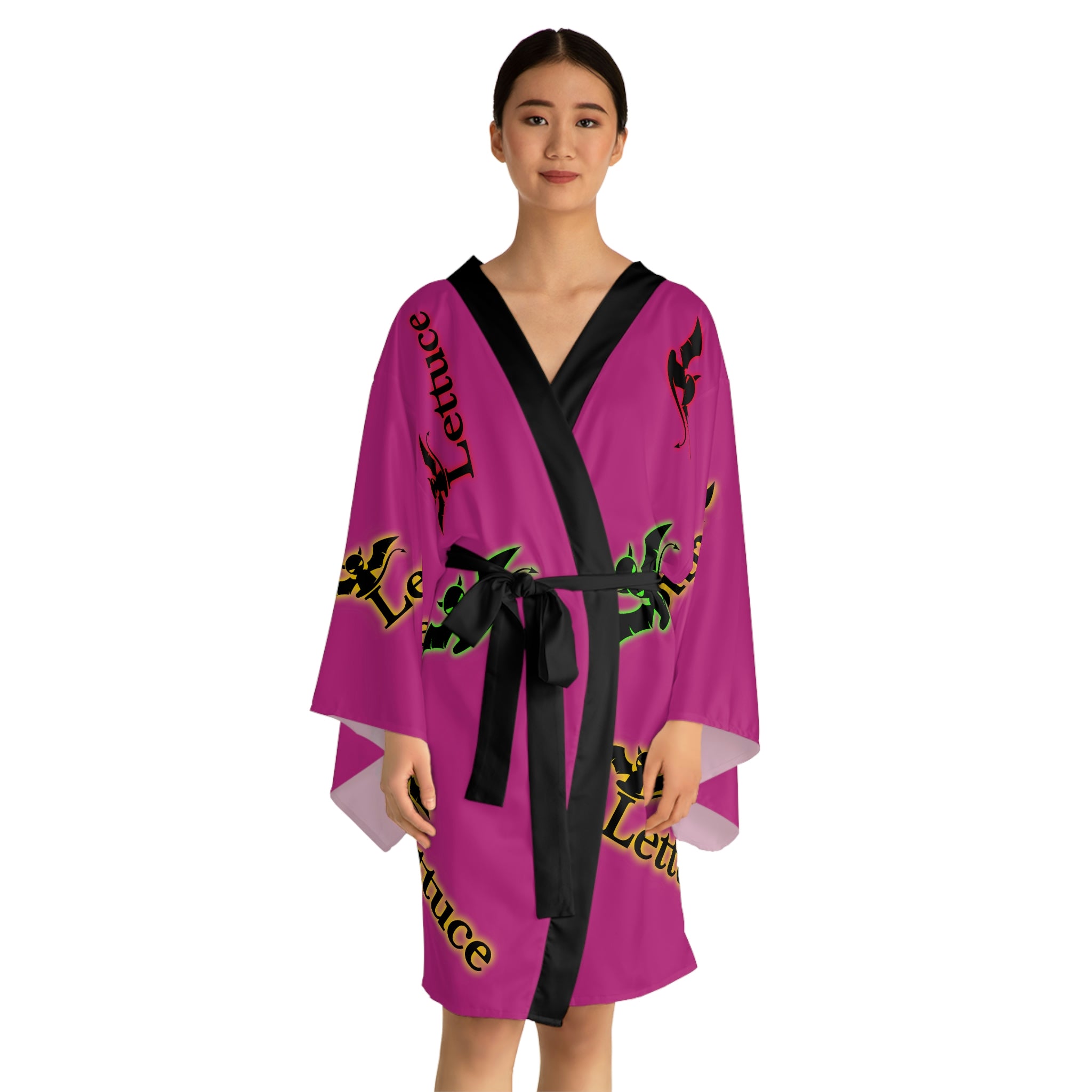 Long Sleeve Devil's Lettuce Kimono Robe Pink